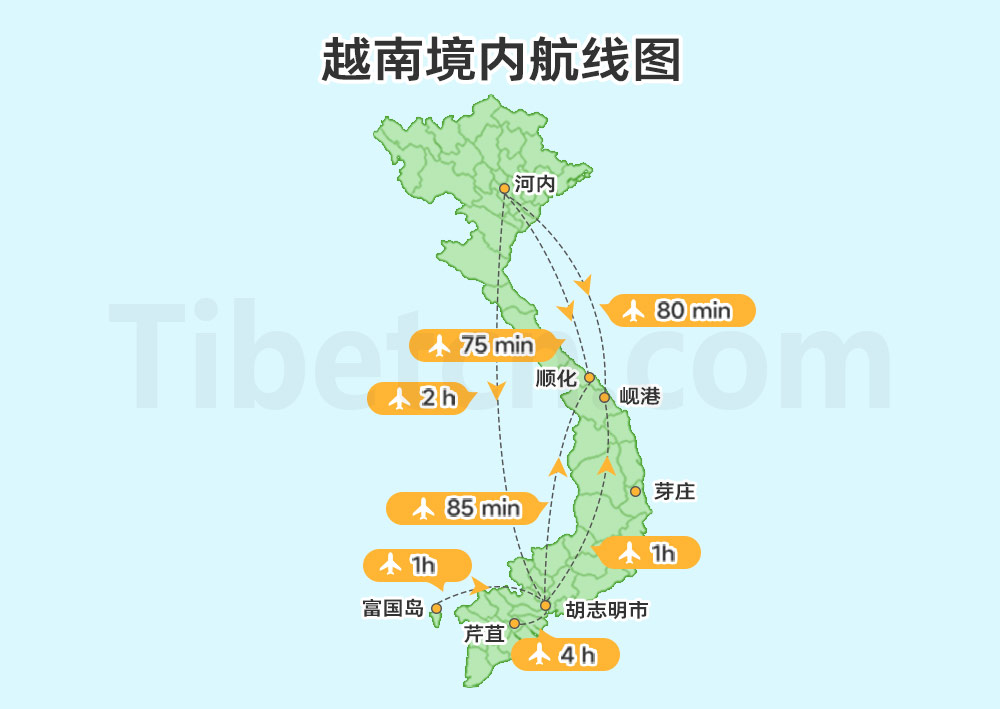 越南境内航线图 越南境内航线图
