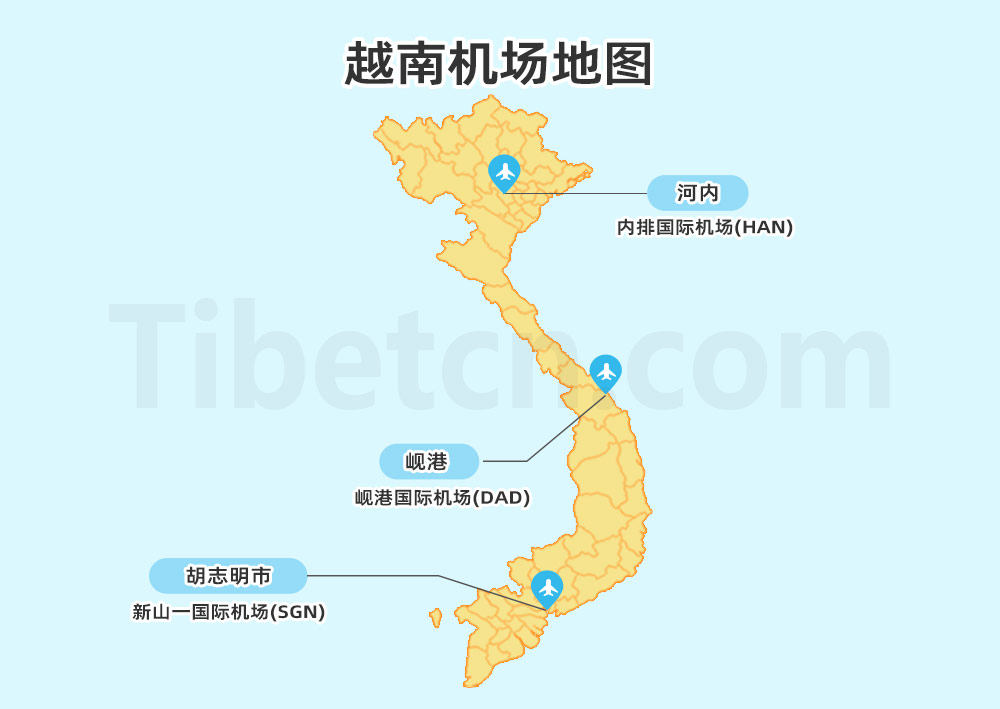 越南机场分布地图 越南机场分布地图