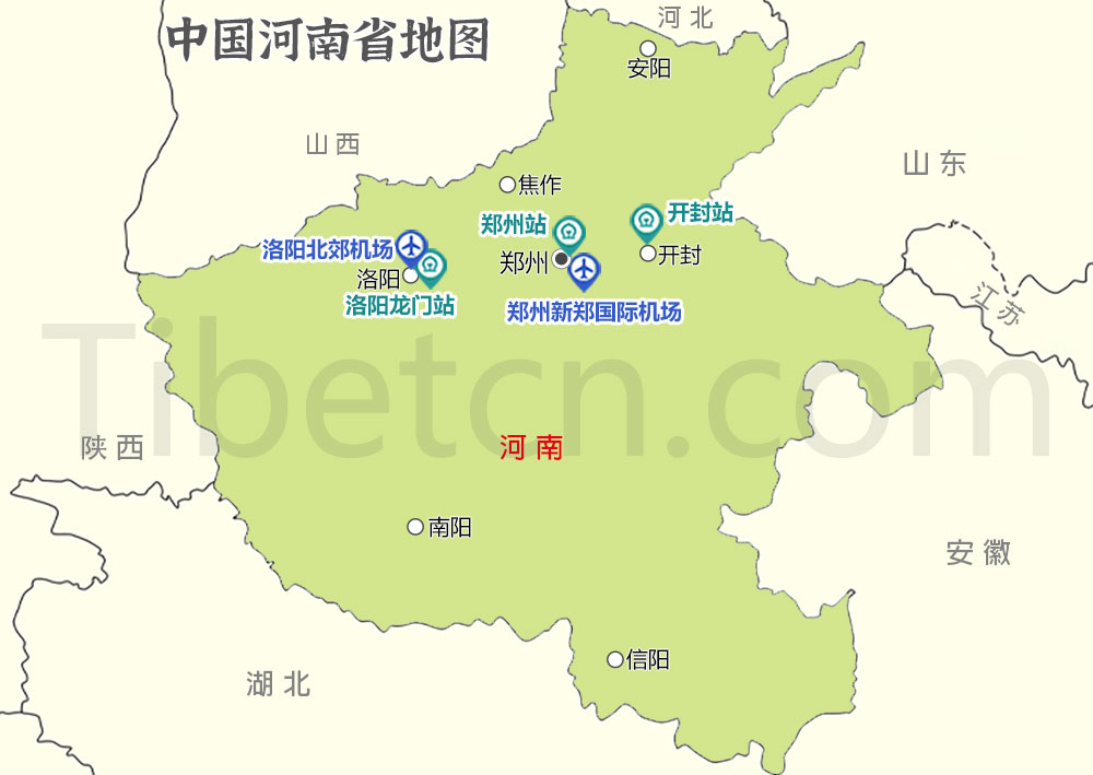 中国河南省地图(含城市&交通) 中国河南省地图(含城市&交通)