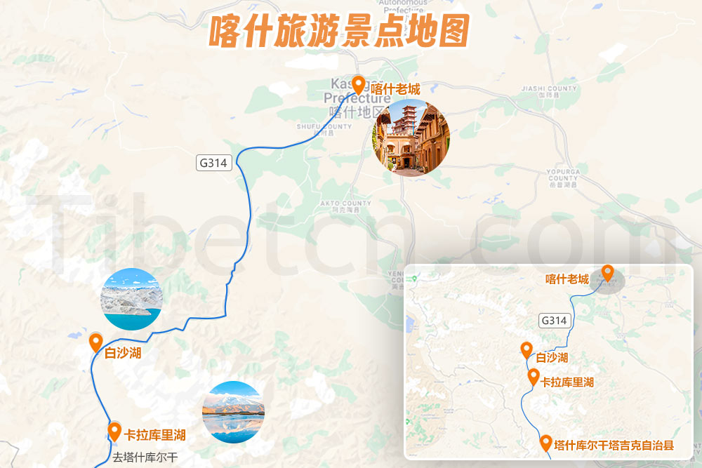 新疆喀什旅游景点地图 新疆喀什旅游景点地图