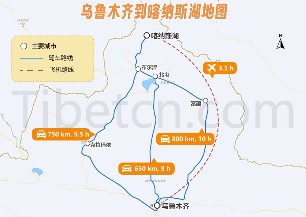 乌鲁木齐到喀纳斯湖交通地图 乌鲁木齐到喀纳斯湖交通地图
