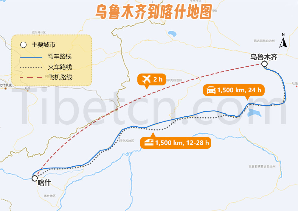 乌鲁木齐到喀什交通地图 乌鲁木齐到喀什交通地图