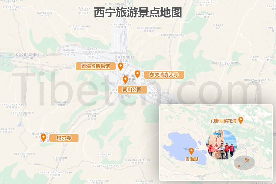 西宁景点地图 西宁景点地图