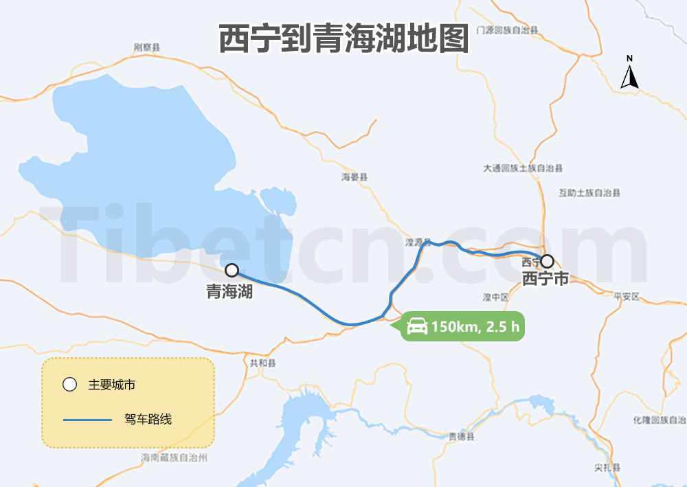 西宁到青海湖地图 西宁到青海湖地图