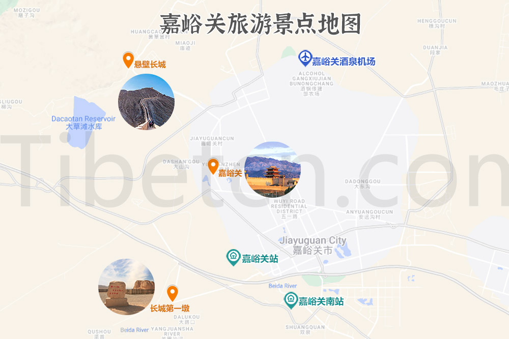 甘肅嘉峪關旅遊景點地圖