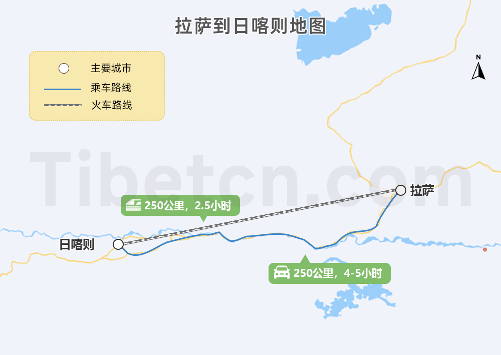拉萨到日喀则交通地图