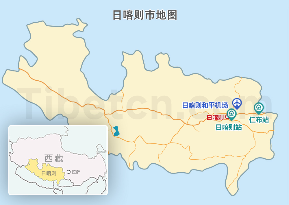 日喀则城市地图