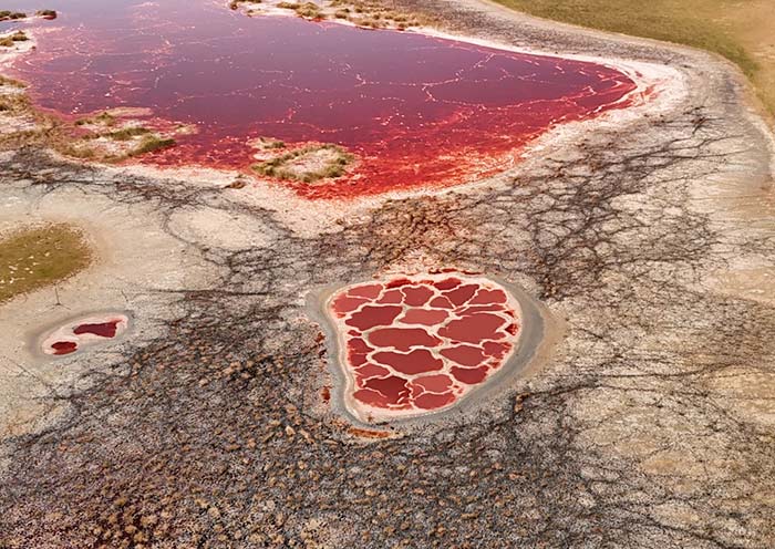 腾格里沙漠五彩湖泊