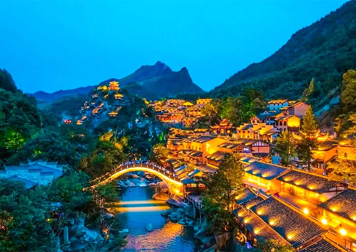 望仙谷揽月桥夜景