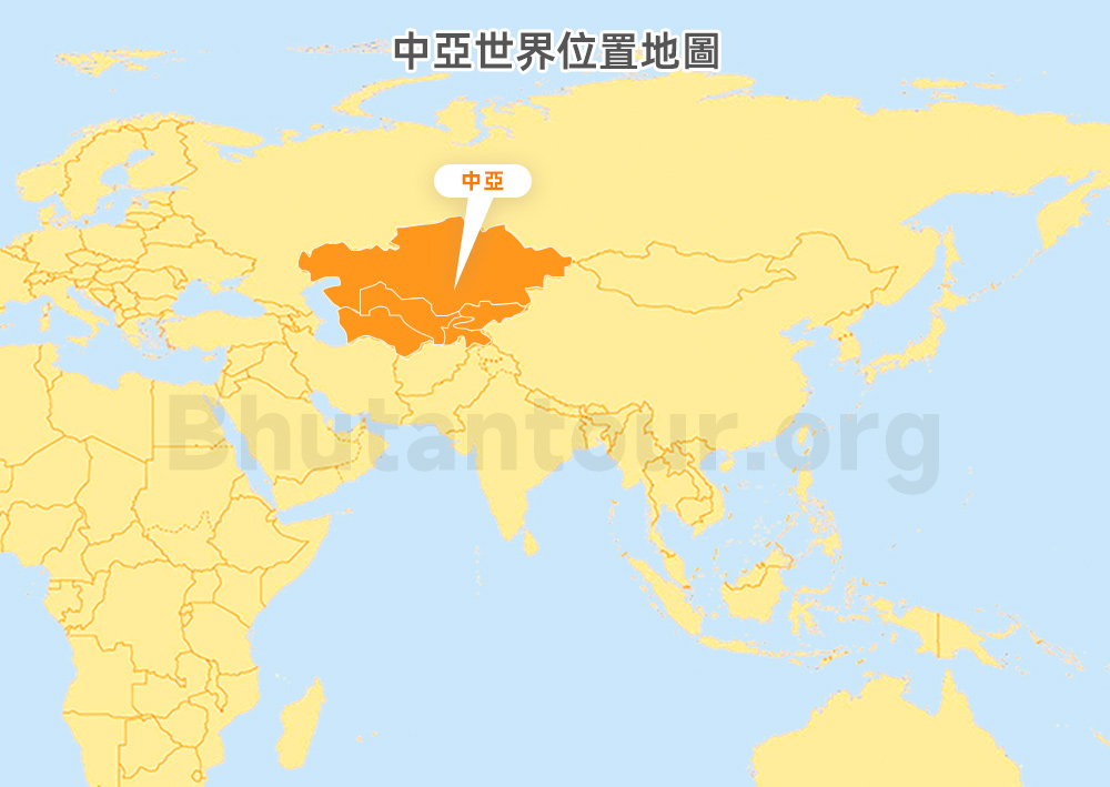 中亞世界位置地圖