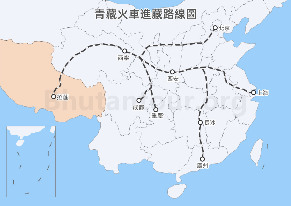 西藏青藏火車路線圖