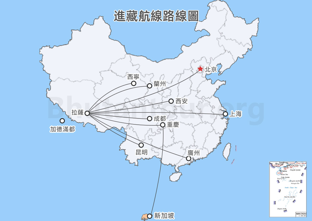 西藏進藏航線地圖