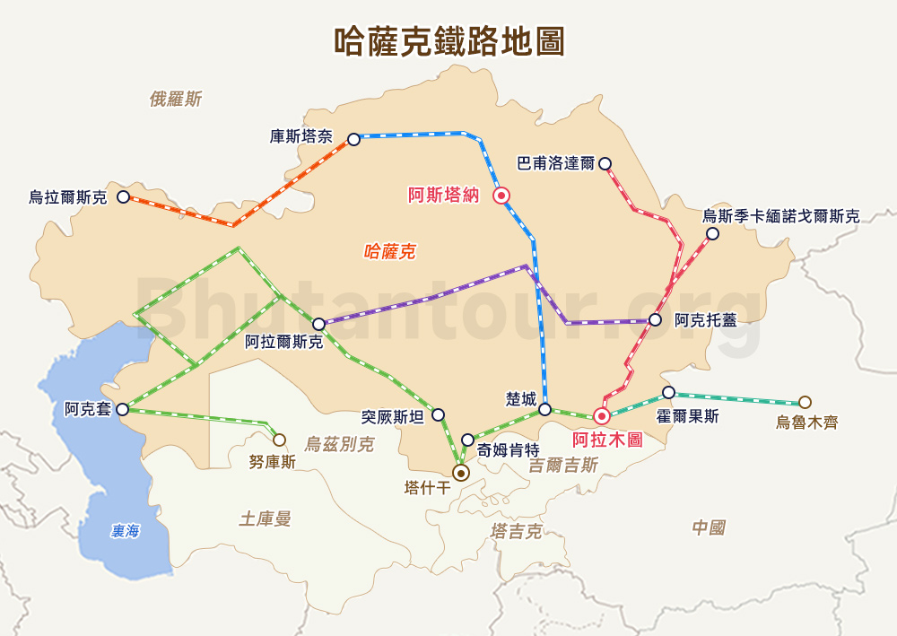 哈薩克鐵路地圖
