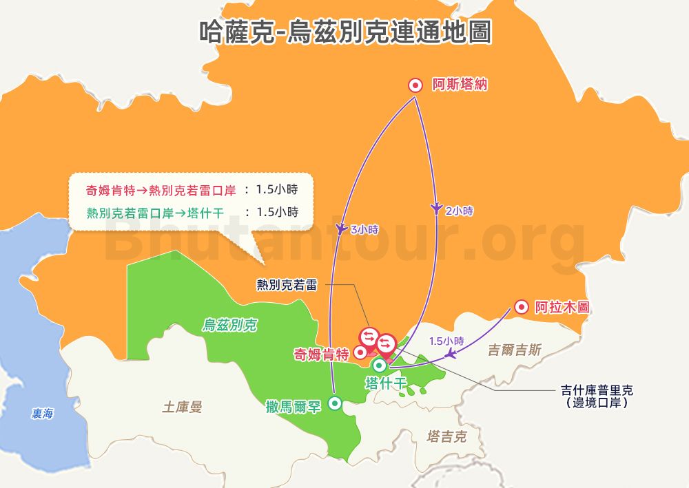 哈薩克-烏茲別克連通地圖