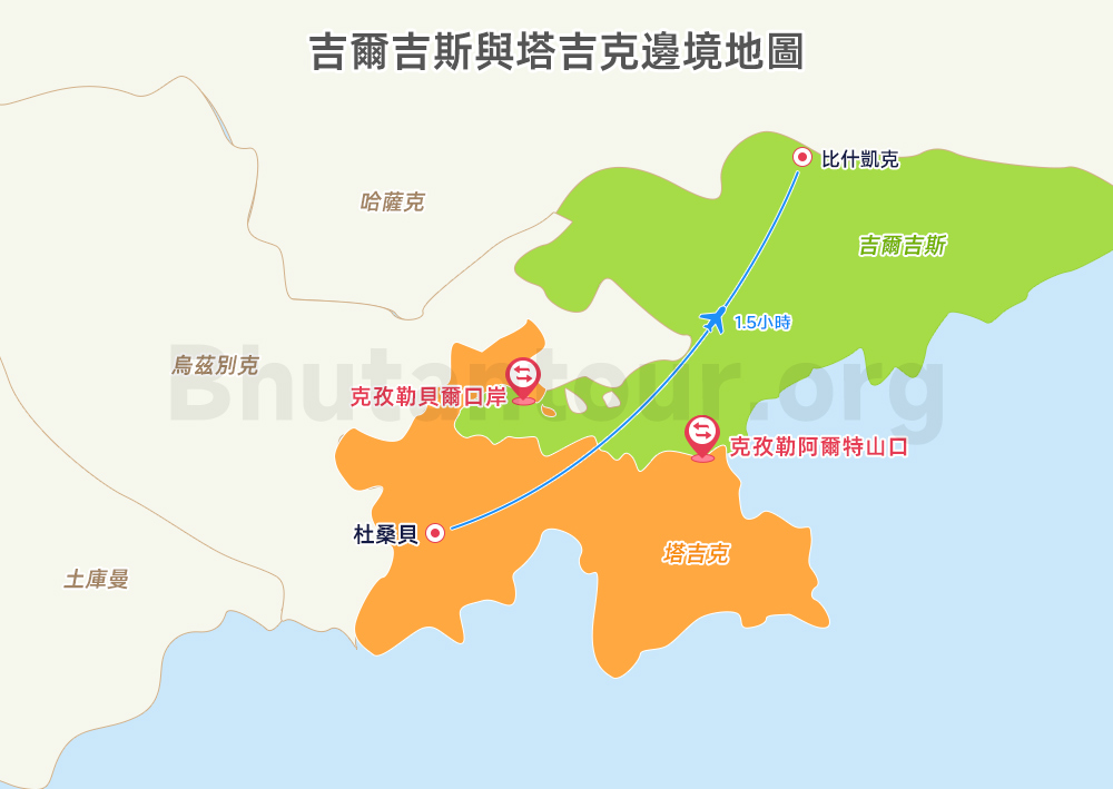 塔吉克與吉爾吉斯邊境地圖