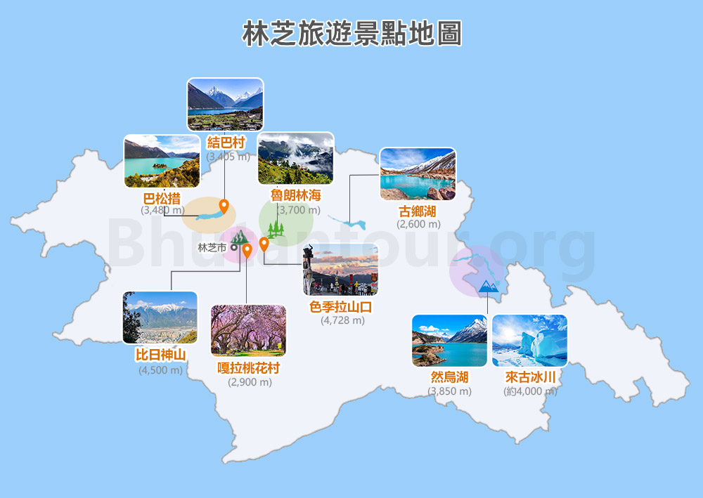 林芝旅遊景點地圖
