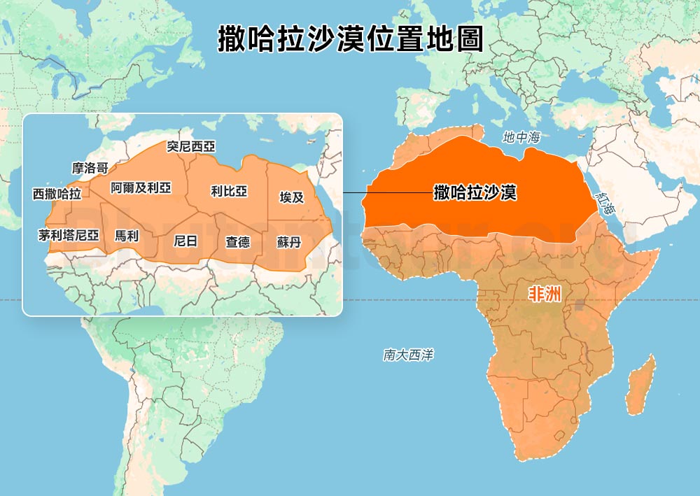 撒哈拉沙漠位置地圖