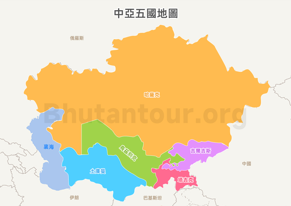中亞五國地圖