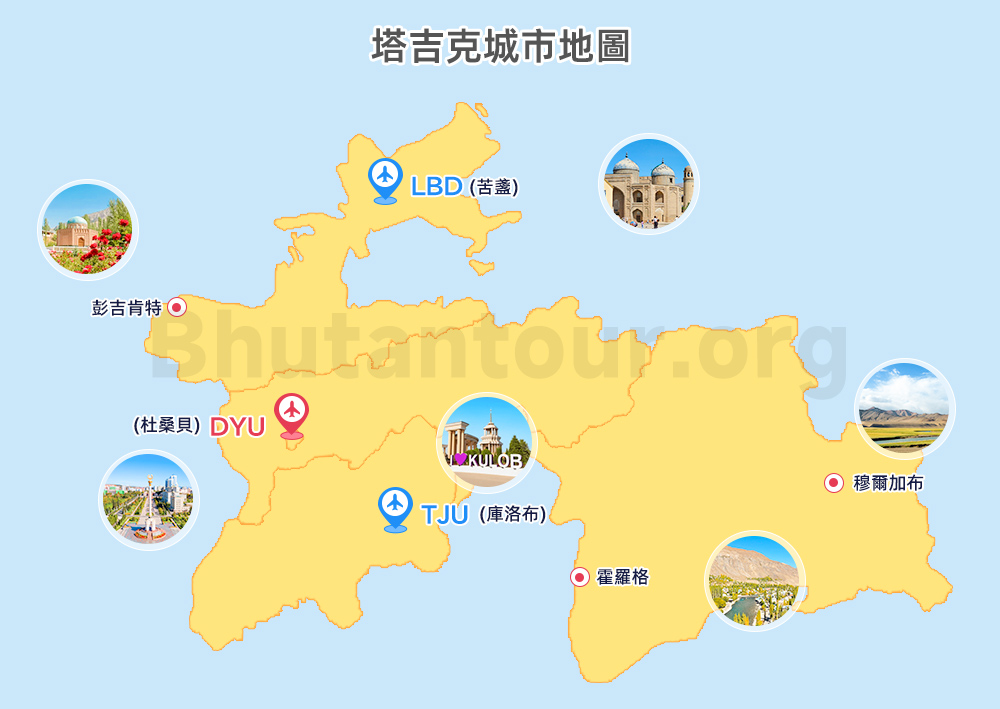 塔吉克城市地圖