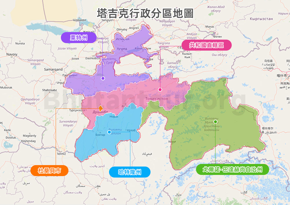 塔吉克行政地圖