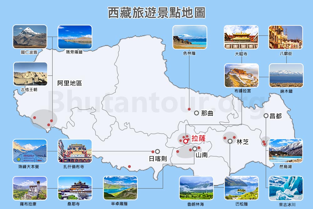 西藏旅遊景點地圖