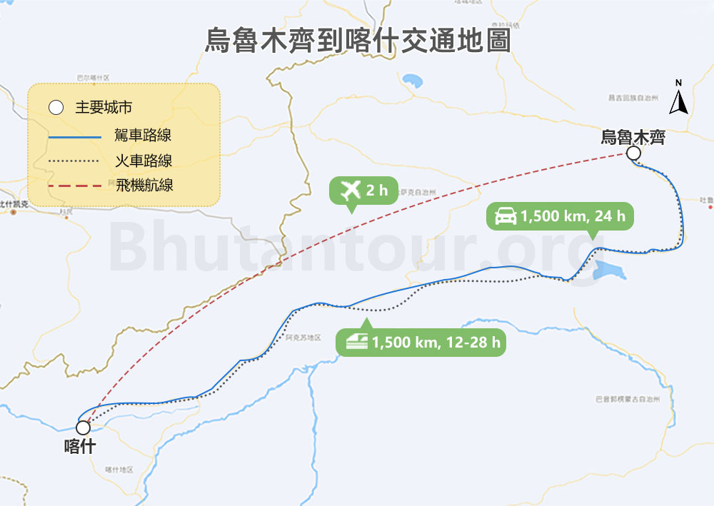烏魯木齊到喀什交通地圖