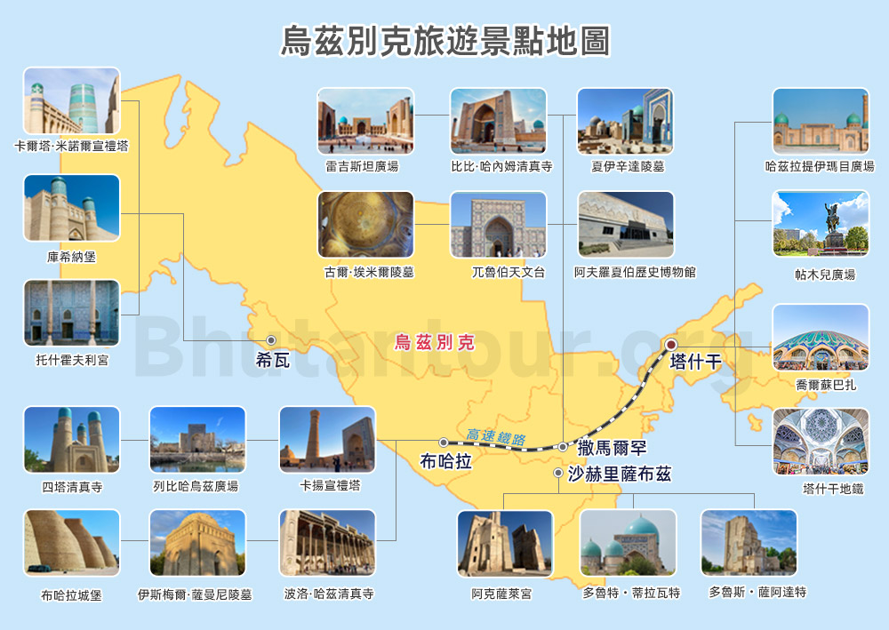 烏茲別克旅遊景點地圖